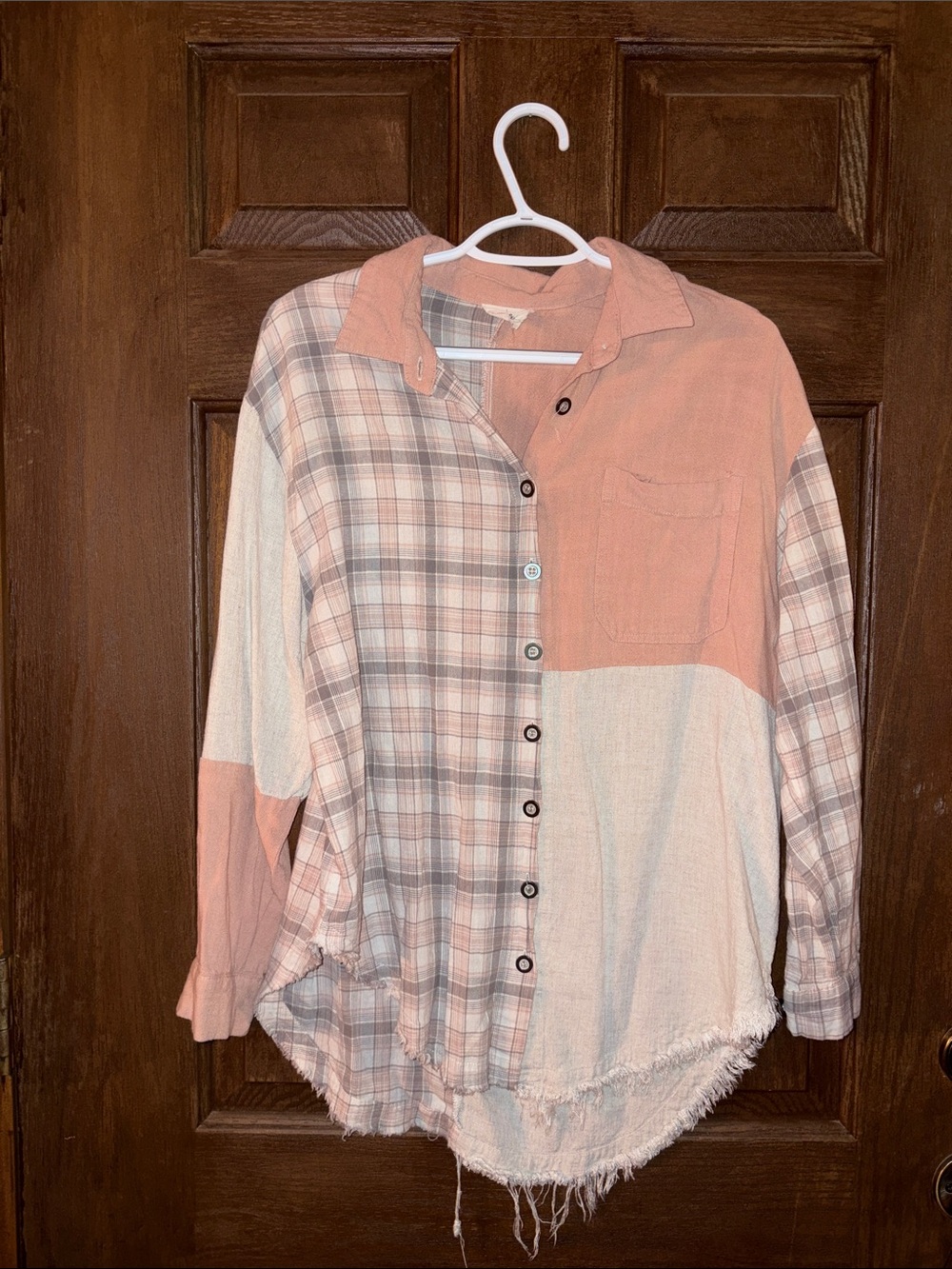 1.4.3. Story by Line Up Patchwork Pink and Cream Button-Up Shirt